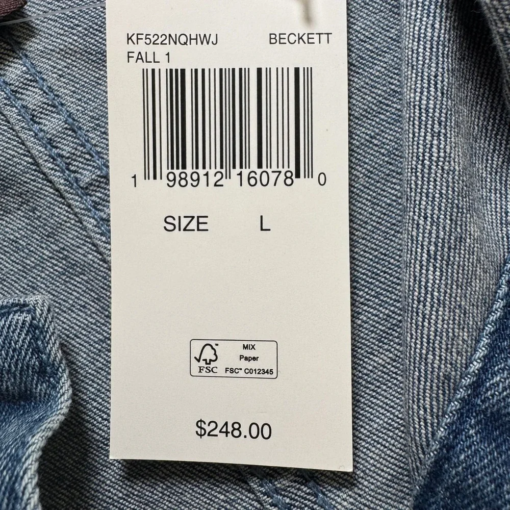 MICHAEL KORS Denim Jacket Mens Beckett Chore Barn Work Blue Ombre Button Large - Picture 5 of 9